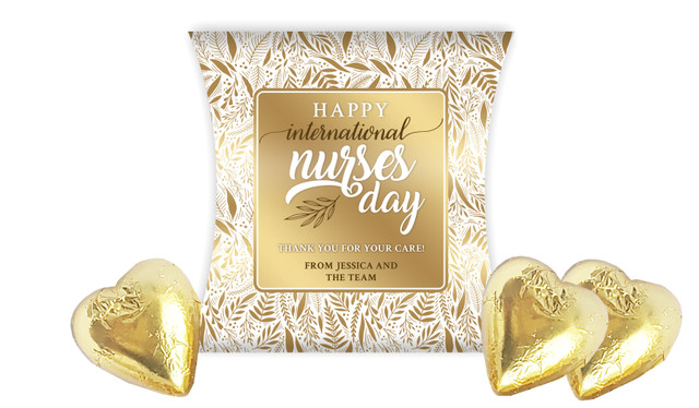 Seamless Gold Leaves International Nurses Day Personalised Pillow Boxes