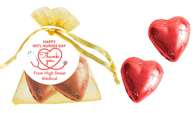 Red Stethoscope International Nurses Day Organza Bags With Hearts