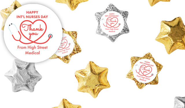 Red Stethoscope International Nurses Day Personalised Foil Chocolate Stars