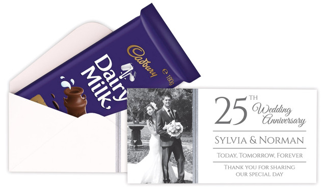 Add A Photo Silver Anniversary Personalised Cadbury Bar Box (Box Only)