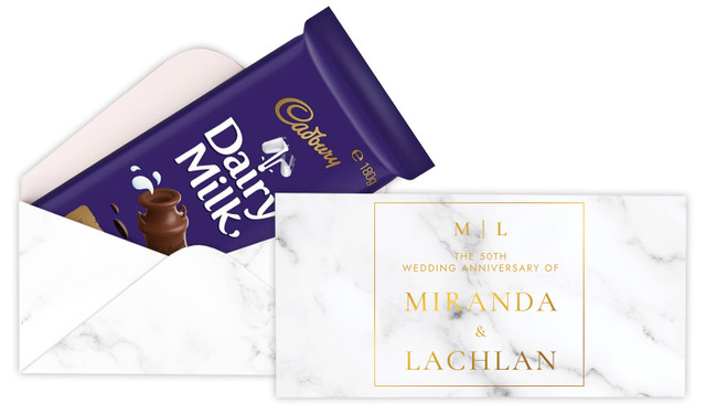 Monogram On Marble Anniversary Personalised Cadbury Bar Box