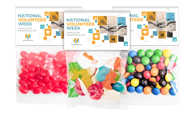 Company Colours National Volunteer Week Personalised Lolly Bag With Topper
