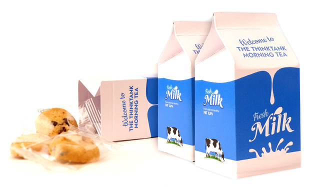 Branded 10cm Small Milk Carton Incl. 2 x Bite Size Cookies