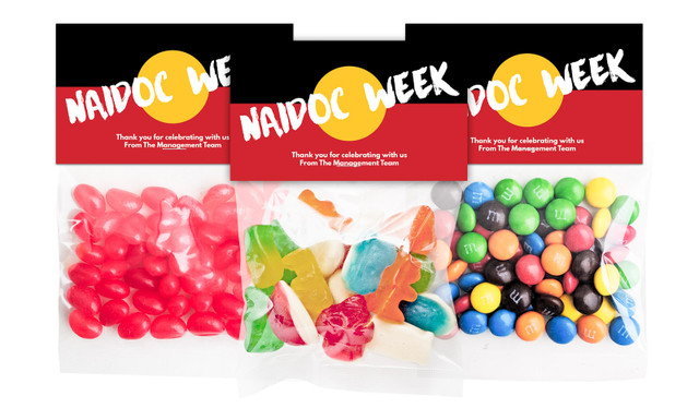 Aboriginal Flag NAIDOC Week Personalised Lolly Bag With Topper