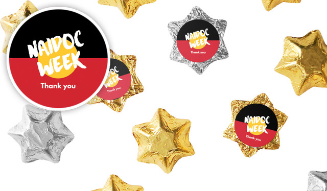 Aboriginal Flag National NAIDOC Week Personalised Foil Chocolate Stars