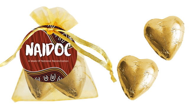 Flowing Indigenous National NAIDOC Week Organza Bags With Hearts
