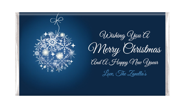Blue Ornament Christmas Personalised Chocolate Bars