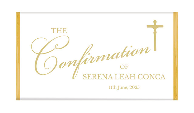 Gold Writing Confirmation Personalised Chocolate Bars