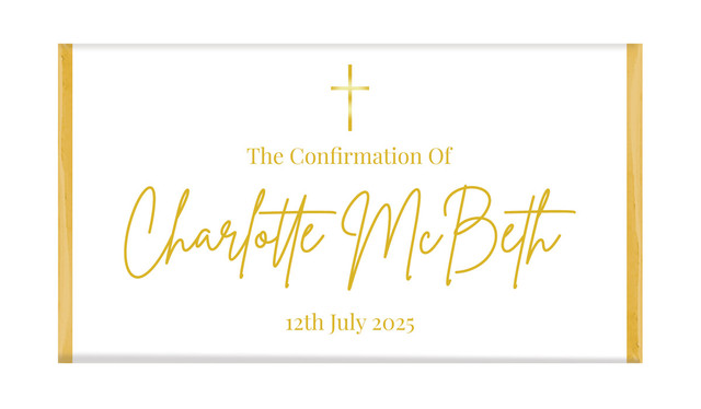 Modern White and Gold Confirmation Personalised Chocolate Bars