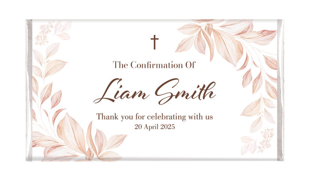 Natural Leaves Confirmation Personalised Chocolate Bars