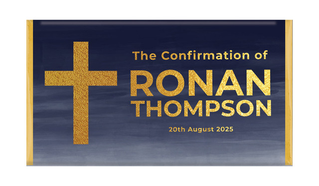 Navy Blue Watercolour Confirmation Personalised Chocolate Bars