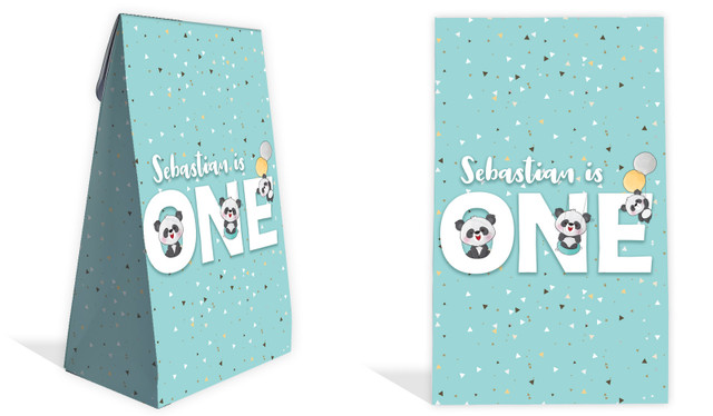Panda 1st Birthday Party Personalised Gusset Favour Bag