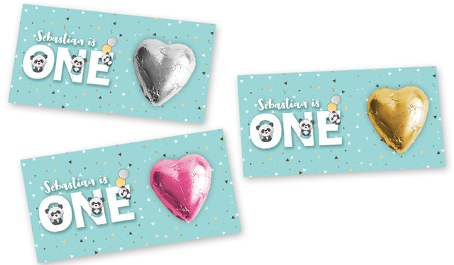 Panda 1st Birthday Heart Card