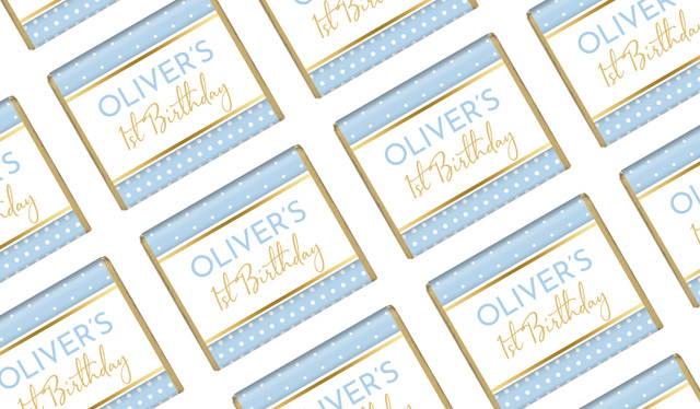 Polkadot Blue Personalised 1st Birthday Mini Chocolates