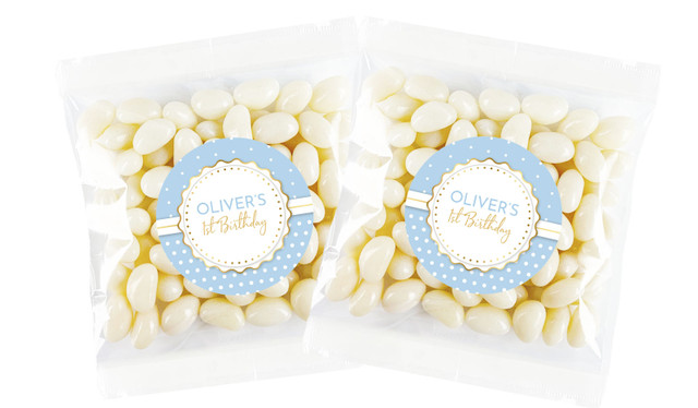 Polkadot Blue 1st Birthday Custom Lolly Bag (Choice Of Fillings)