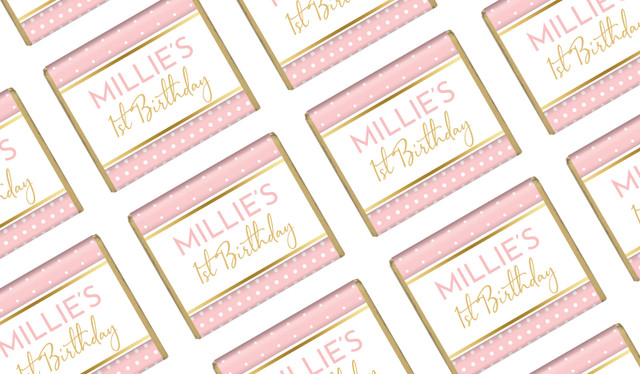 Polkadot Pink Personalised 1st Birthday Mini Chocolates