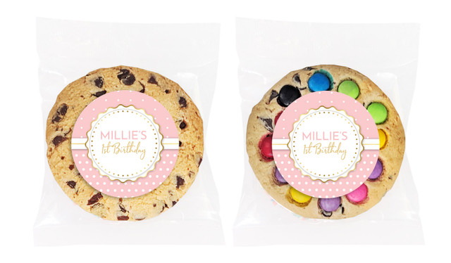 Polkadot Pink Personalised 1st Birthday Cookie