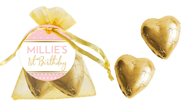 Polkadot Pink 1st Birthday Personalised Organza Bag