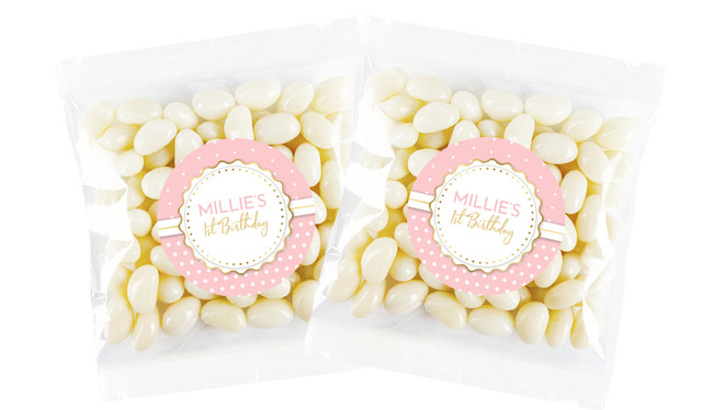 Polkadot Pink 1st Birthday Custom Lolly Bag (Choice Of Fillings)