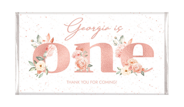 Rose Gold Floral Personalised 1st Birthday Chocolate Bars