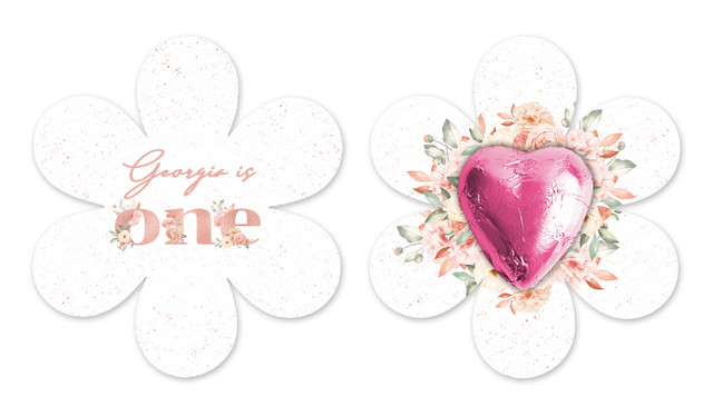 Rose Gold Floral 1st Birthday Flower Shaped Card