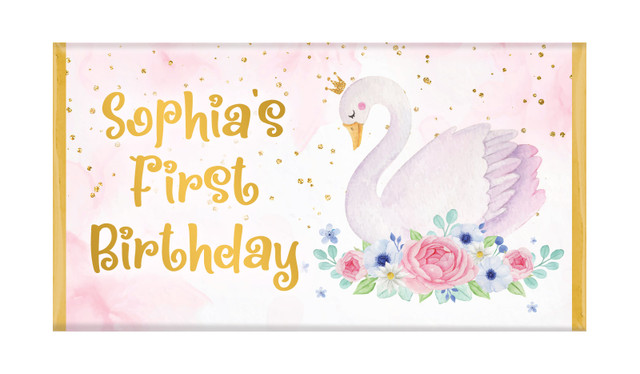 Swan Princess Personalised 1st Birthday Chocolate Bars