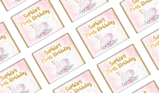 Swan Princess Personalised 1st Birthday Mini Chocolates
