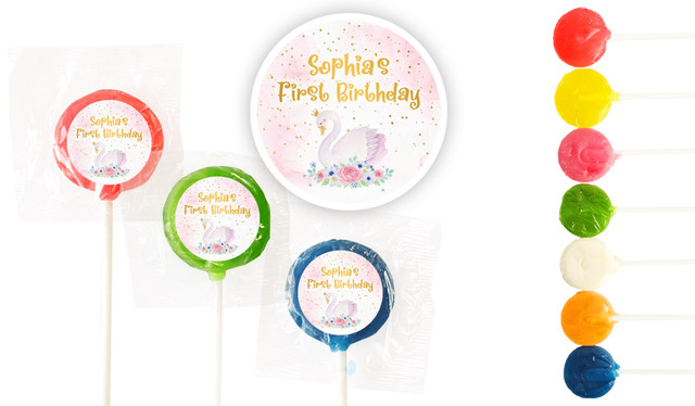 Swan Princess 1st Birthday Custom 3cm Mini Lollipops