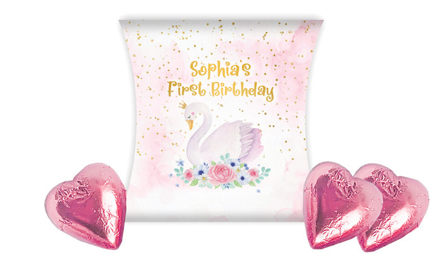 Swan Princess 1st Birthday Party Personalised Pillow Boxes