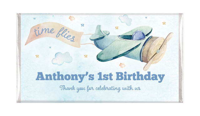 Vintage Plane Personalised 1st Birthday Chocolate Bars