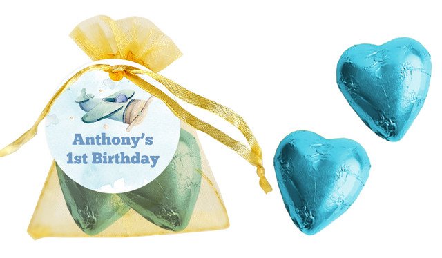 Vintage Plane 1st Birthday Personalised Organza Bag
