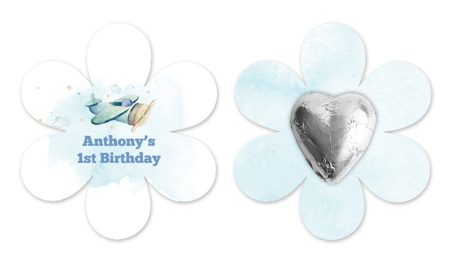 Vintage Plane 1st Birthday Flower Shaped Card