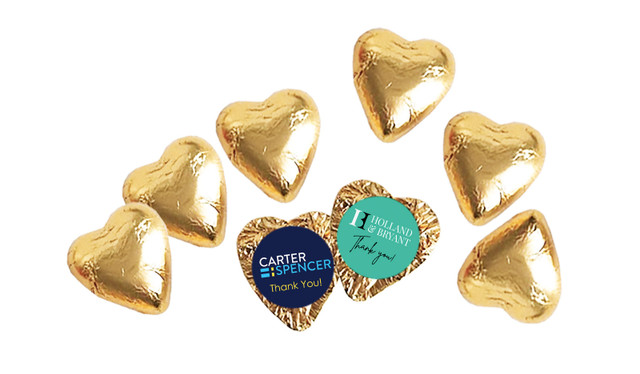 Branded Real Estate Foil Chocolate Hearts - Choice of colours to match your branding