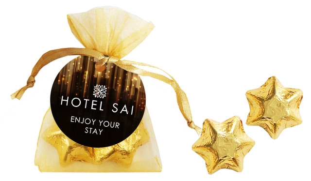 Branded Hotel Chocolate Organza Bags