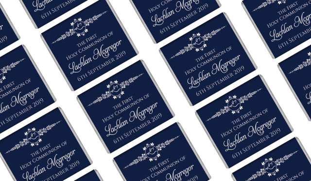 Dove Crest Blue Personalised First Communion Mini Chocolates