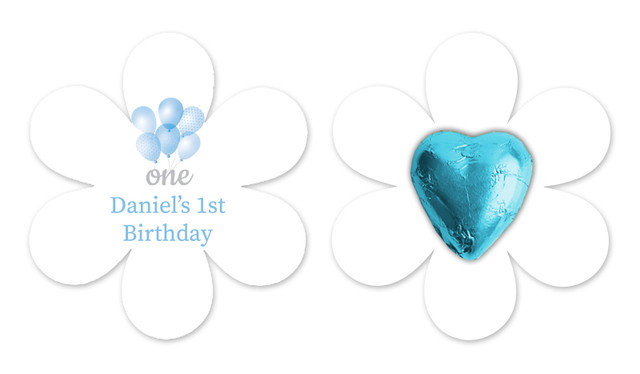 Balloon 1st Birthday Flower Shaped Card