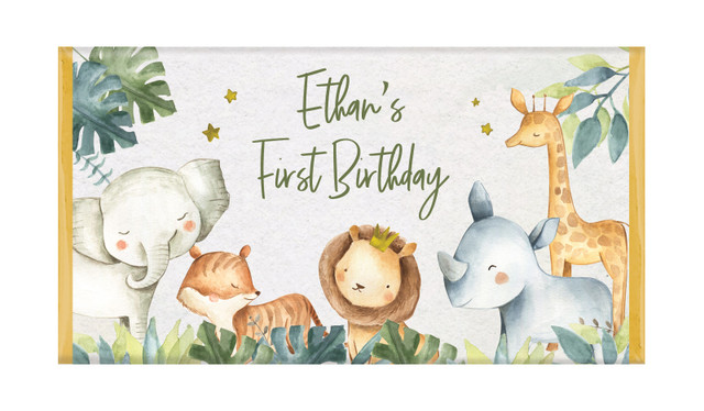 Animal Safari Personalised 1st Birthday Chocolate Bars