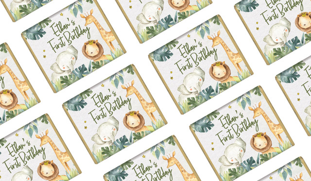 Animal Safari Personalised 1st Birthday Mini Chocolates