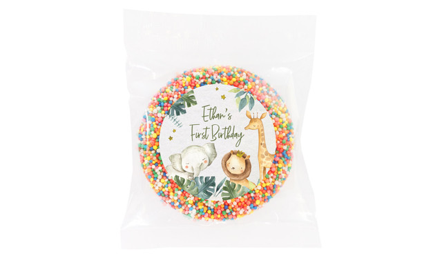 Animal Safari Personalised 1st Birthday Giant Chocolate Freckle