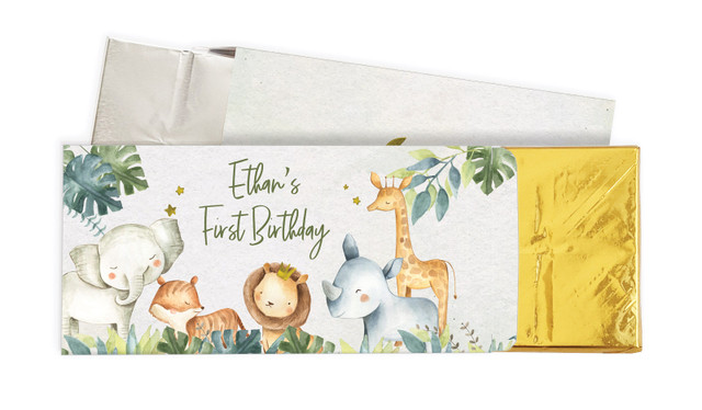 Animal Safari 1st Birthday Chocolate Bar In A Box