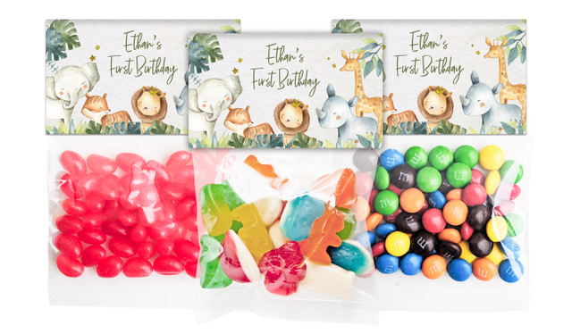 Animal Safari Lolly Bags With Custom Topper (Choice Of Filling)
