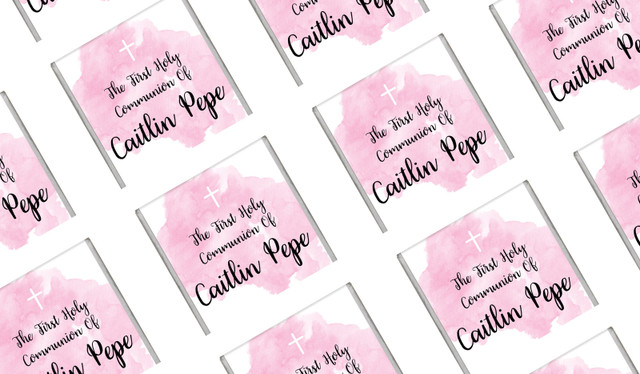 A Splash Of Watercolour Pink Custom Communion Mini Chocolates