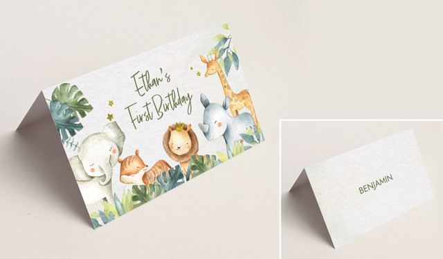 Animal Safari 1st Birthday Place Card