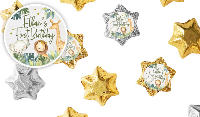 Animal Safari 1st Birthday Chocolate Star