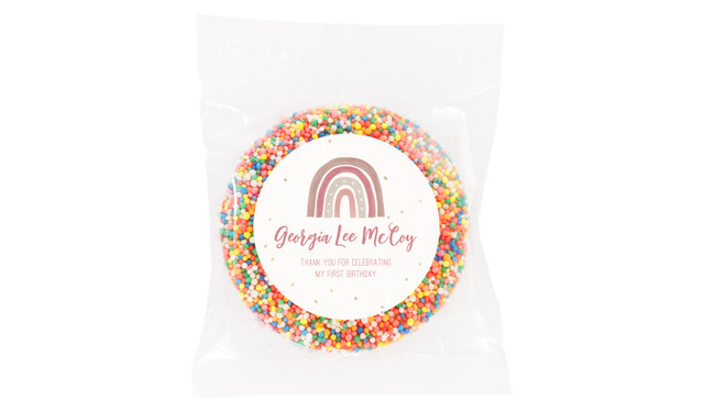 Boho Rainbow Personalised 1st Birthday Giant Chocolate Freckle