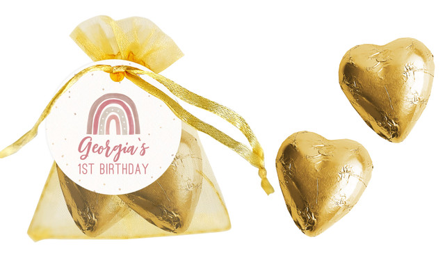Boho Rainbow 1st Birthday Personalised Organza Bag