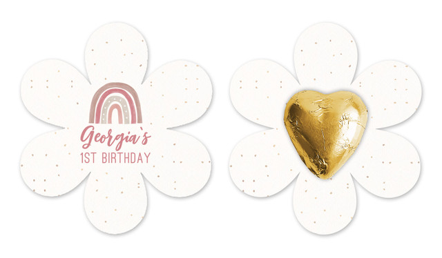 Boho Rainbow 1st Birthday Flower Shaped Card
