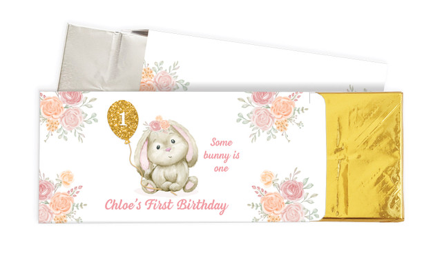 Bunny Balloon 1st Birthday Chocolate Bar In A Box