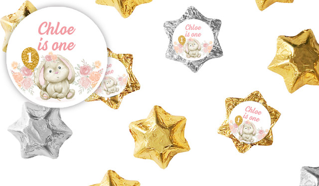 Bunny Balloon 1st Birthday Chocolate Star