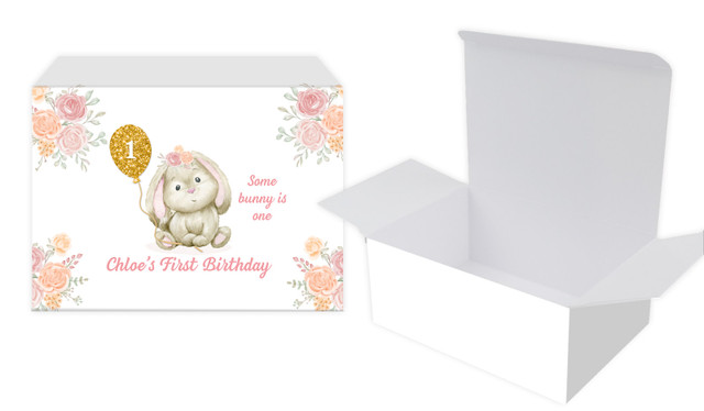 Bunny Balloon 1st Birthday Personalised Tuck Box